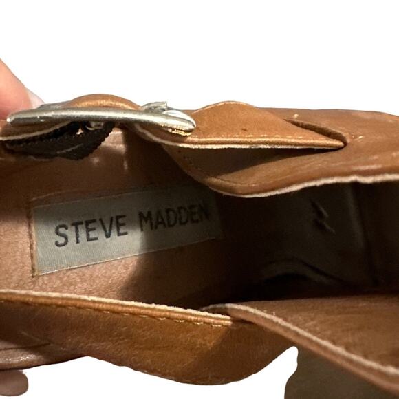 Steve Madden Talento brown leather peep toe heel size 8 - Picture 2 of 14